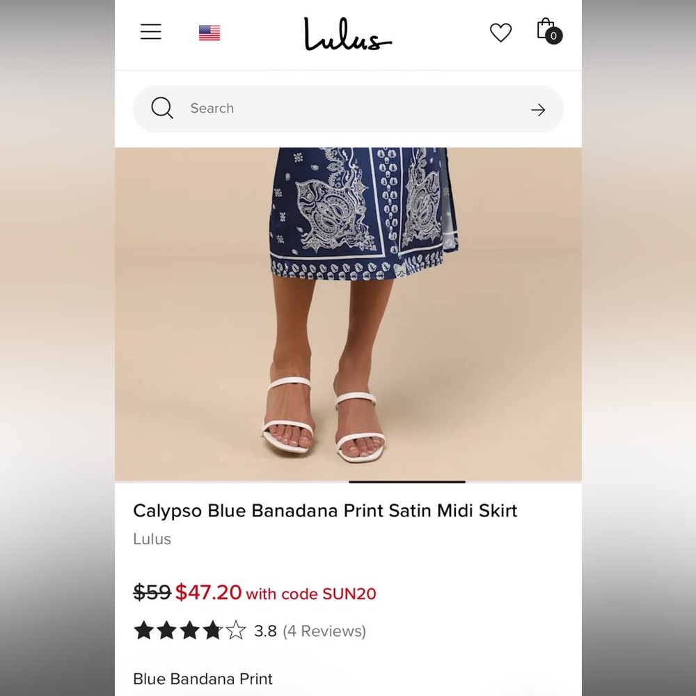 NWT Lulus Calypso Blue Banadana Print Satin Midi Skirt - Picture 8 of 9